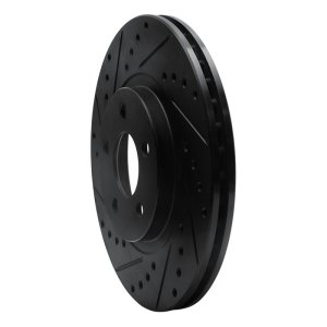 Chrysler PT Cruiser Brake Rotor (1) - Front Left - R1 Concepts - Drilled & Slotted - Black - `01-`10